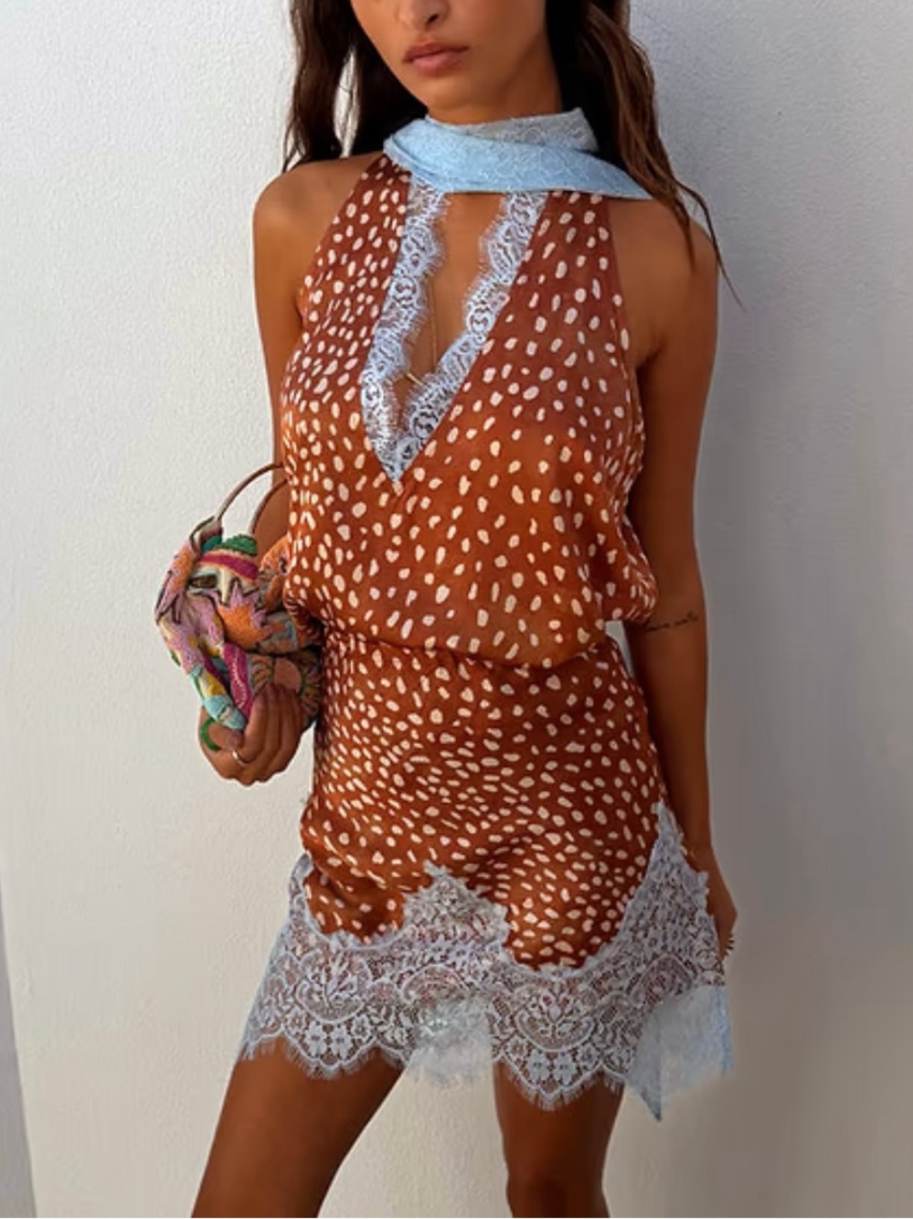 Neverfullydressed Sleeveless Giraffe Printed Lace-Trim Tank / Skirt size XS new